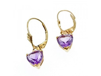 14K Yellow Gold Amethyst Earrings