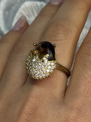 925 Sterling Silver Alpanite & CZ Ring Size 8.5 Length 0.78 Inch