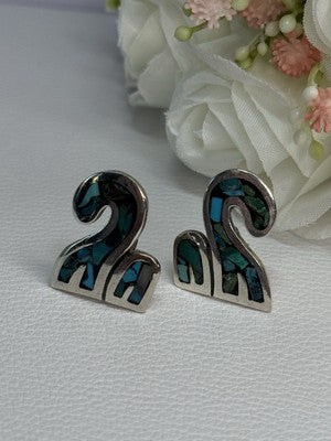Vintage Taxco 925 Sterling Silver Turquoise Earrings Length 0.92 Inch