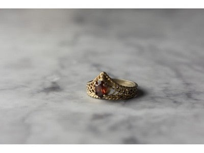 925 Sterling Silver Gold Plated Garnet Ring Size 5.5