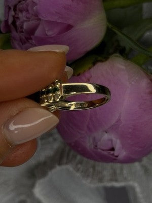 Elegant 14K Yellow Gold Emerald & White Topaz Ring Size 6