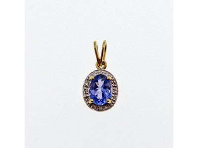 10K Yellow Gold Tanzanite & Diamonds Pendant