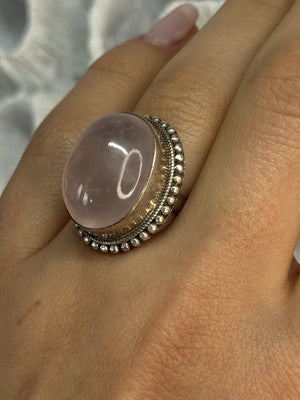 Beautiful Vintage 925 Sterling Silver Morganite Ring Size 5.5