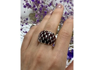 925 Sterling Silver Garnet Ring Size 8
