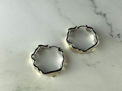 925 Sterling Silver Gold Plated Original Design Earrings Italy