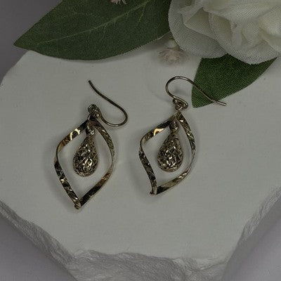 925 Sterling Silver Open Teardrop Design Charm Inside Earrings