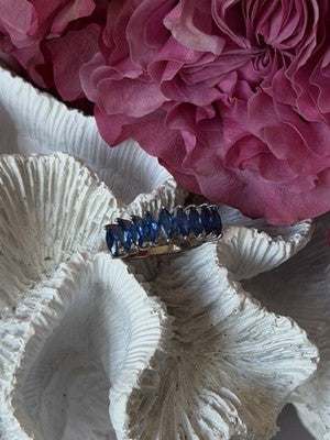 925 Sterling Silver Sapphire Ring Size 8