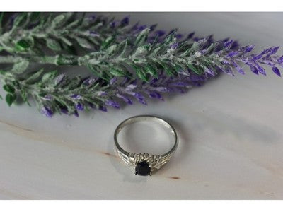 925 Sterling Silver Black Spinel Ring Size 10.25