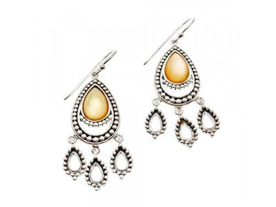 Vintage 925 Sterling Silver Agate Earrings