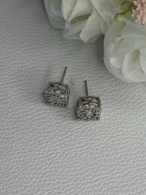 925 Sterling Silver Beryl Stud Earrings Length 0.35 Inch
