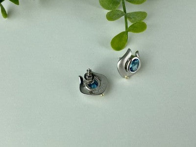 925 Sterling Silver Blue Topaz Stud Earrings