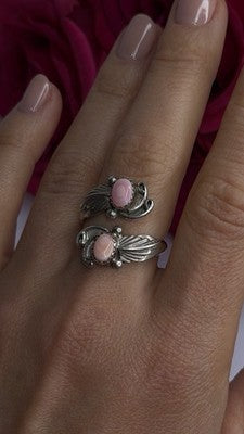 Navajo 925 Sterling Silver Pink Abalone Ring Size 8