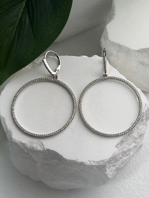 Elegant 925 Sterling Silver Cz Hoop Earrings