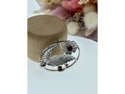 925 Sterling Silver Pink Topaz "Flowers" Brooch