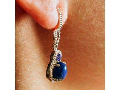 925 Sterling Silver Sodalite & Amethyst Earrings