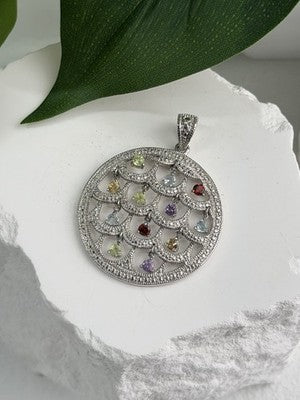 Beautiful 925 Sterling Silver Multi Color Spinel Pendant