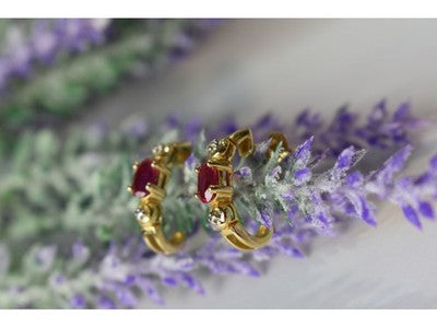925 Sterling Silver Gold Plated Pink Topaz Stud Earrings