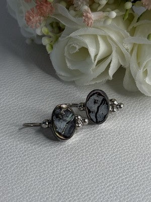 925 Sterling Silver Abalone Earrings Length 1.10 Inch