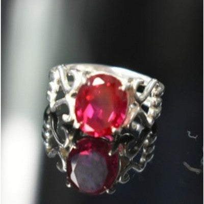 925 Sterling Silver Pink Topaz Ring Size 7