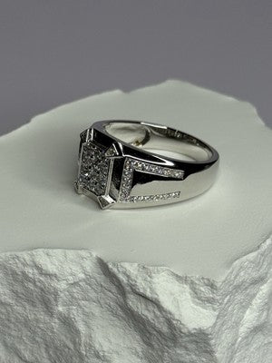 925 Sterling Silver CZ Men'S Ring Size 12