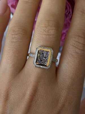 925 Sterling Silver Gold Plated Tanzanite & Beryl Ring Size 8