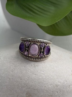 925 Sterling Silver Purple Tourmaline Ring Size 6