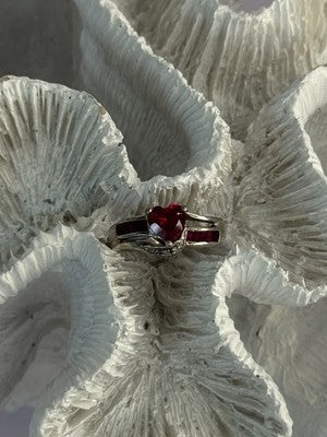 925 Sterling Silver Spinel Heart Ring Size 5