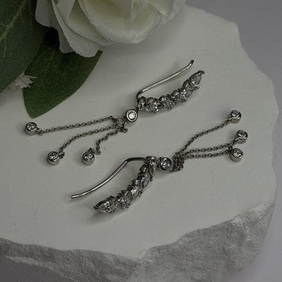 Ear Climbers Ear Crawlers 925 Sterling Silver Cz Earrings