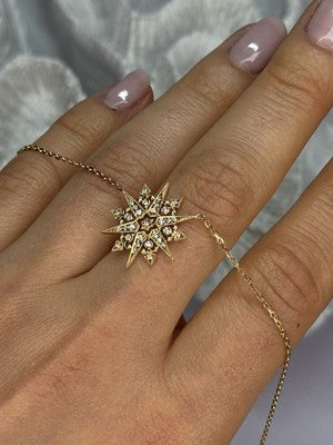 18K 750 YELLOW GOLD STAR DIAMONDS NECKLACE 17 INCH
