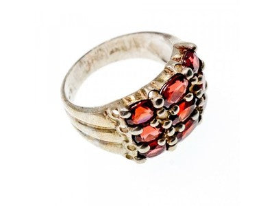 925 Sterling Silver Almandine Ring Size 8