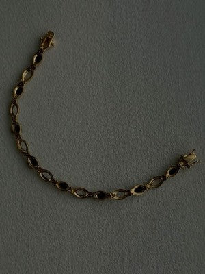 925 Sterling Silver Gold Plated Dark Blue Sapphire Bracelet 7.5