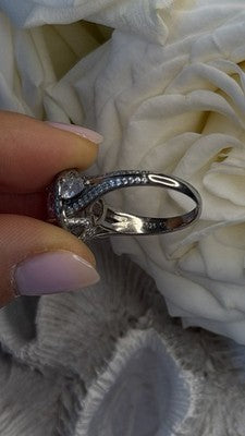 Romantic 925 Sterling Silver Pink Heart Topaz Ring Size 9