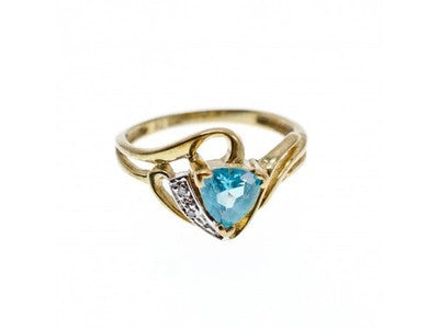 10K Yellow Gold Topaz & Diamonds Ring Size 6.75