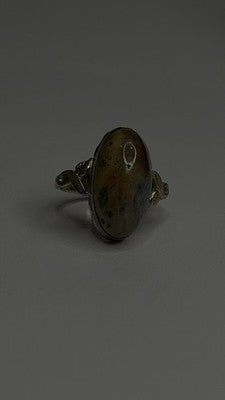 Vintage 925 Sterling Silver Moss Agate Ring Size 4.5