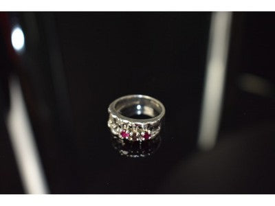 925 Sterling Silver Pink Topaz & Amethyst Ring Size 6.5