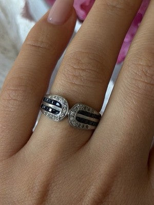 Vintage 925 Sterling Silver Sapphire & Beryl Ring Size 7