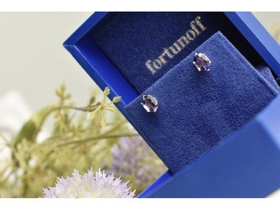 925 Sterling Silver Purple Iolite Stud Earrings