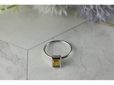 925 Sterling Silver Citrine Ring Size 7.5