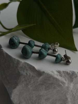 Vintage Turquoise Dangle 925 Sterling Silver Earrings