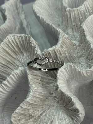 925 Sterling Silver CZ Heart Ring Size 8