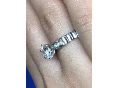 Engagement Ring with 10K white gold plated Size 6.5
