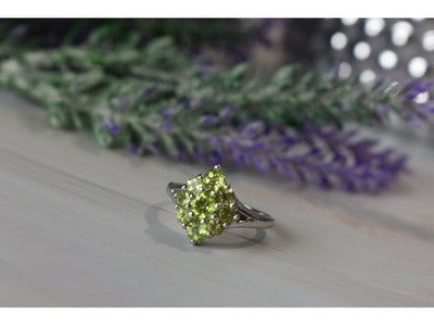 925 Sterling Silver Peridot Ring Size 8