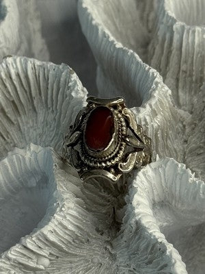 Vintage 925 Sterling Silver Agate Ring Size 6