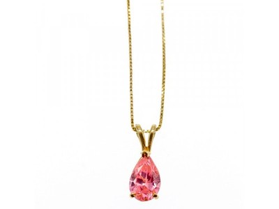 14 K Yellow Gold Morganite Chain With Pendant