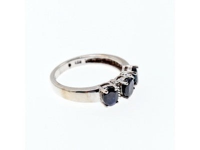 925 Sterling Silver Sapphires Ring Size 7