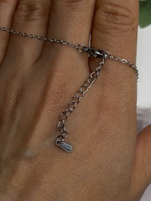925 Sterling Silver Blue Shiny Cz Necklace Length 16/18 in