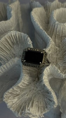 Marc 925 Sterling Silver Black Onyx Ring Size 8