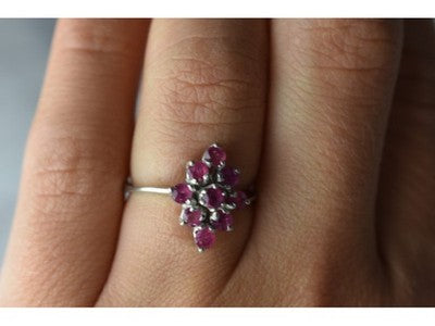 925 Sterling Silver Pink Topaz "Flower" Ring Size 6