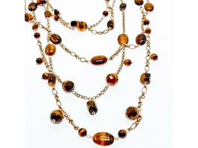 925 Sterling Silver Gold Plated Tiger's eye Necklace