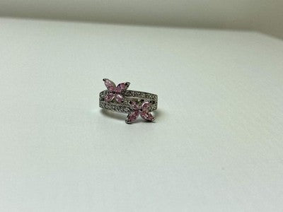 925 Sterling Silver CZ "Butterflies" Ring Size 6.5